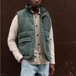 ONLY & SONS Forest Green Men’s corduroy Quilted Vest size Large
